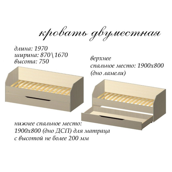 Односпальне ліжко Аякс двомісне 1970х870 (Майстер форм)