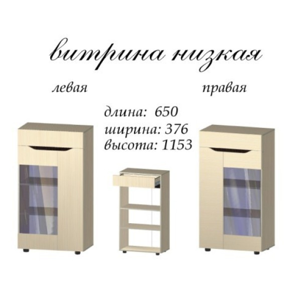 Тумба навісна-вітрина Аякс низька (Майстер форм)