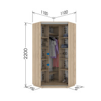 Шафа-купе кутова 1100-450-2200 (Garant)