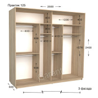 Шафа купе практик 125-2500-600-2400 (Garant)