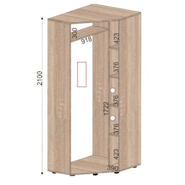 Шафа-купе кутова 2угл-1300-450-2100 (Алекса)