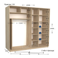 Шафа купе практик 110/2-2300-600-2400 (Garant)